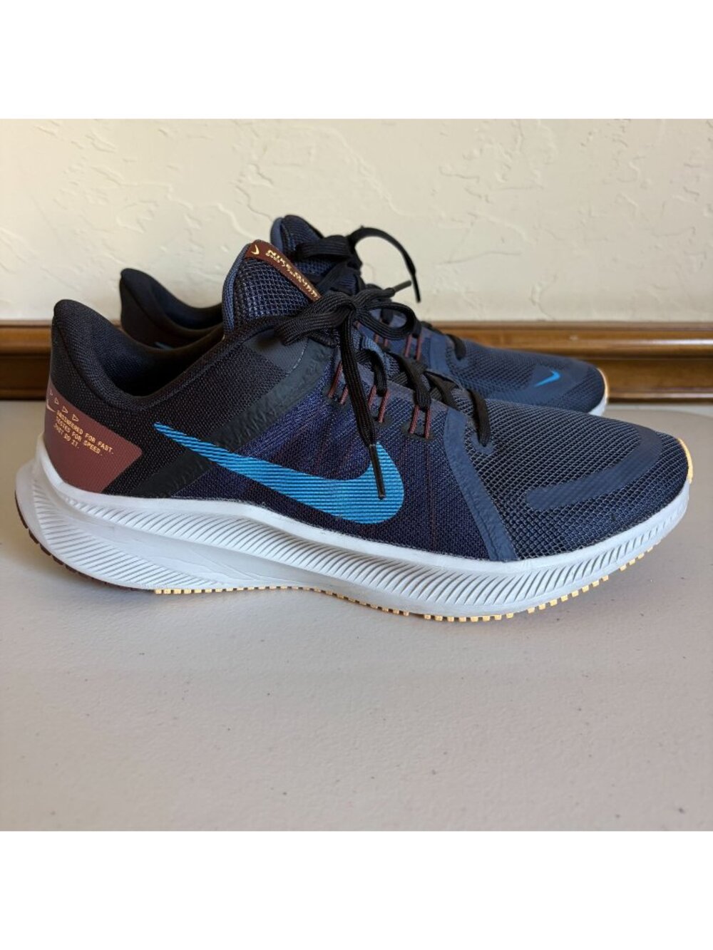 Nike Quest 4 Running Athletic Shoes Men's US 8 Thunder Blue Black Grey Fog Light